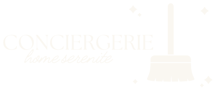 Conciergerie Home Sérénité, logo au balai et aux étincelles